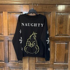 The Grinch Dr Seuss Naughty Black Sweatshirt Pullover Size Large